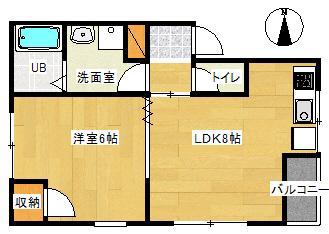フレンズ伊福町(1LDK/2階)の間取り写真