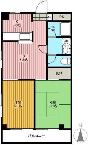 リベルテ関原(2DK/1階)の間取り写真