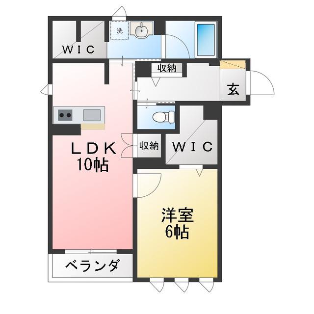 MAISON DE ARBRE(1LDK/2階)の間取り写真