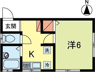 グリーンコート和田(1K/2階)の間取り写真