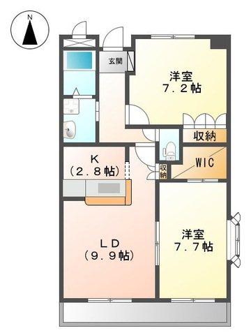 ウエスト HILL(2LDK/4階)の間取り写真