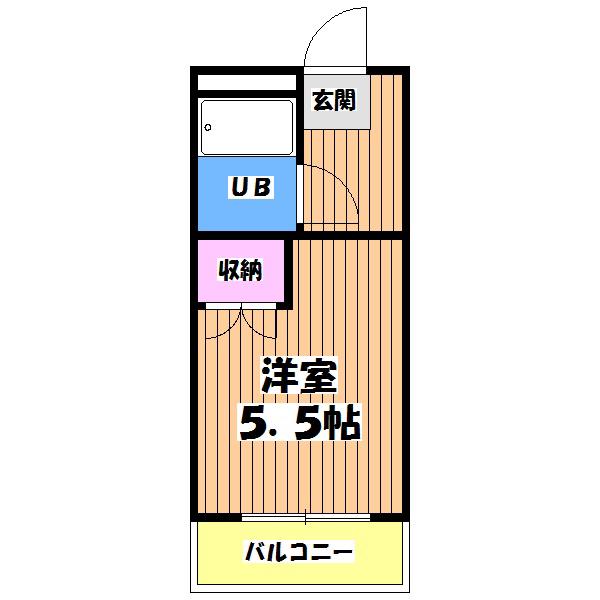 サンアベニュー羽村(1K/2階)の間取り写真