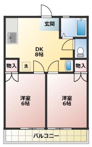 水野ハイツ(2DK/2階)の間取り写真