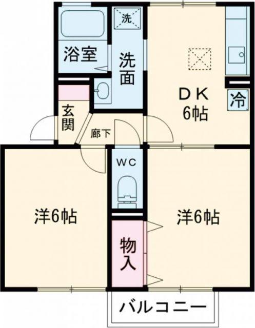 セジュールあやA(2DK/1階)の間取り写真