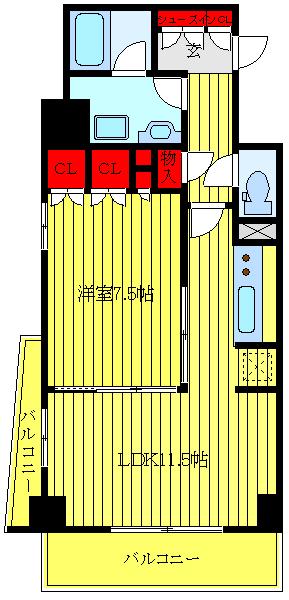 パークアクシス板橋本町弐番館(1LDK/5階)の間取り写真