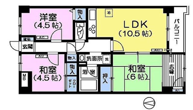 エスポワール善福寺(3LDK/5階)の間取り写真