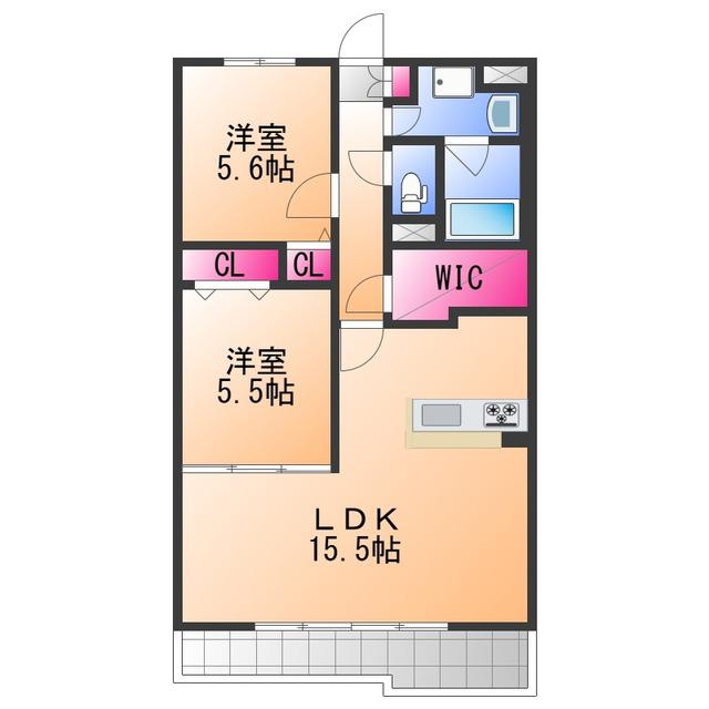 EXCELCOURT二色の浜(2LDK/1階)の間取り写真