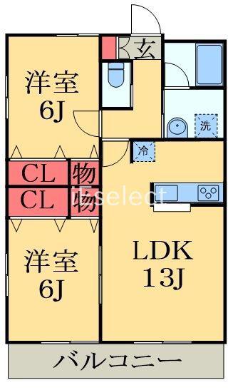 ファミール花園(2LDK/1階)の間取り写真