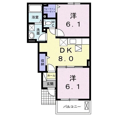 フィオーレ ドムスA(2DK/1階)の間取り写真