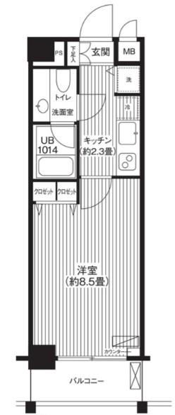 KJ新板橋(1K/4階)の間取り写真