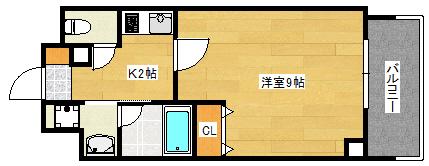 ブリリアンクラス河原町(1K/7階)の間取り写真