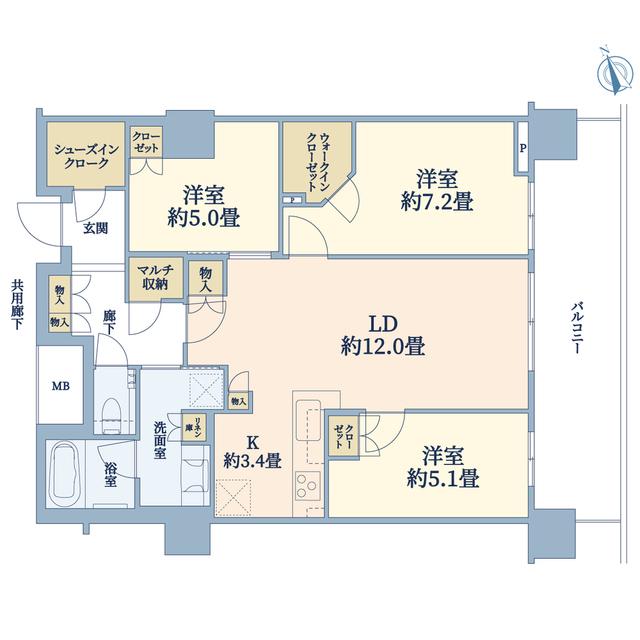 ブランズタワー大船(3LDK/15階)の間取り写真
