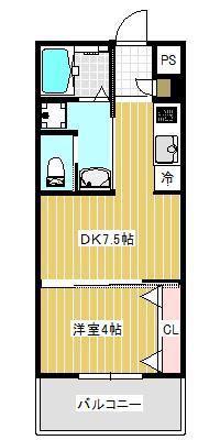 POTHOS呉三条(1DK/5階)の間取り写真