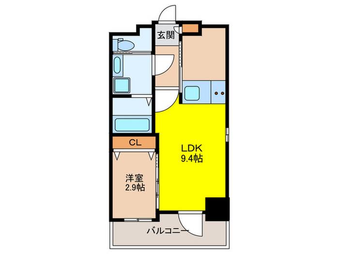 AXION 大橋 SIRIUS(1LDK/9階)の間取り写真