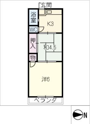 愛和荘(2K/1階)の間取り写真