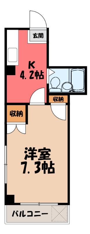 リエス館林(1K/2階)の間取り写真