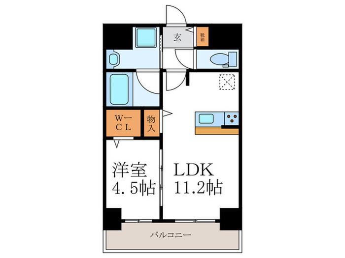 ラウレア西院(1LDK/1階)の間取り写真