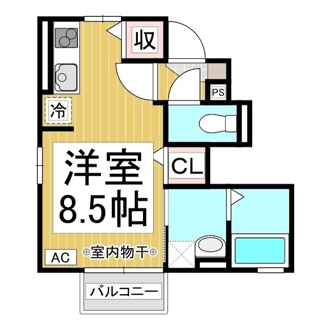 リヴェール青木島(ワンルーム/1階)の間取り写真