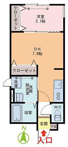 舞幸邦VI(1DK/2階)の間取り写真