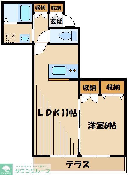 メゾンHIKARI(1LDK/1階)の間取り写真