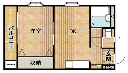 エメラルドマンション久末(1DK/3階)の間取り写真