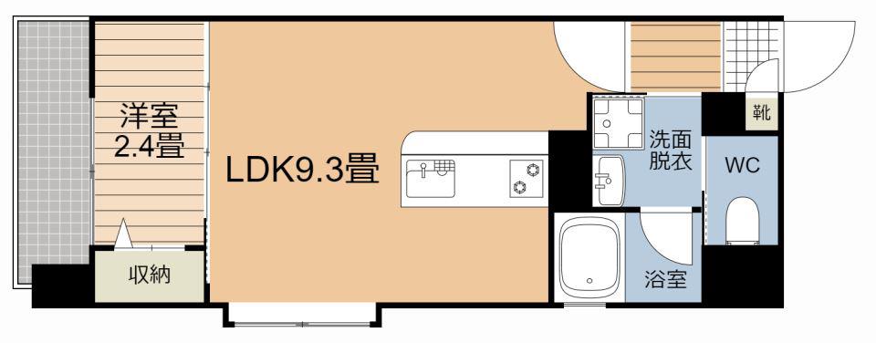 ラ・ウエゾン鴨池(1LDK/9階)の間取り写真