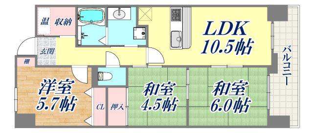 ハートランド甲南(3LDK/6階)の間取り写真