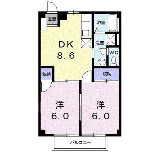 アーバン岩崎台(2DK/1階)の間取り写真
