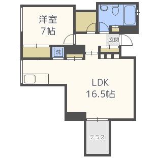 アーバンフラッツ湊町 旧LA DOUCEUR湊町(1LDK/7階)の間取り写真