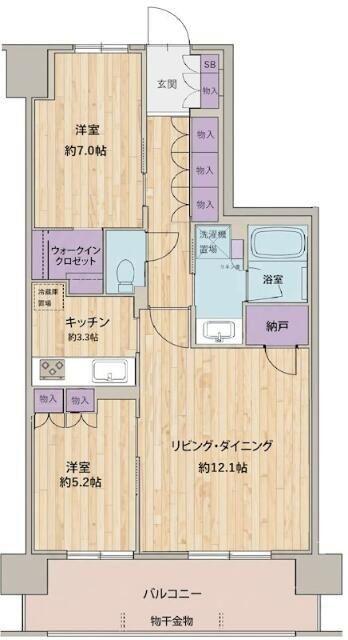 レーベン名古屋松重町GRAND AUBE(2LDK/2階)の間取り写真
