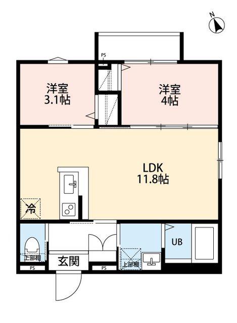 RELIER相模原(2LDK/1階)の間取り写真