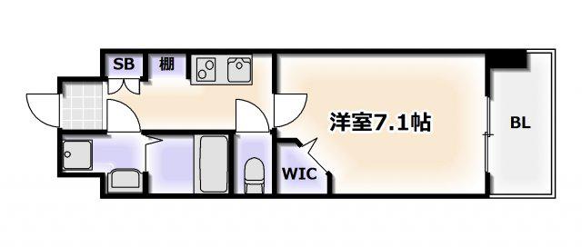 ミラージュパレス難波幸町(1K/6階)の間取り写真