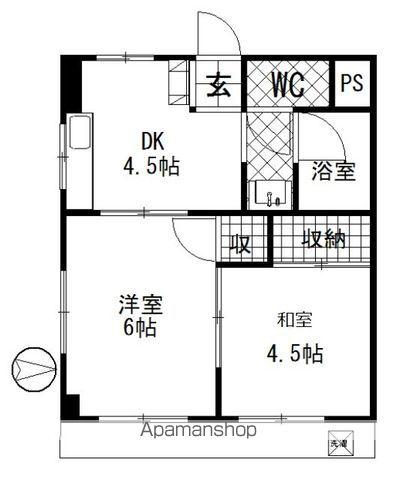 メゾンブランシュ日吉(2DK/3階)の間取り写真
