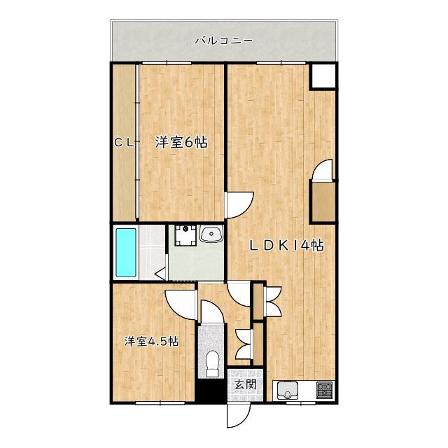 共立マンション小松里(2LDK/5階)の間取り写真