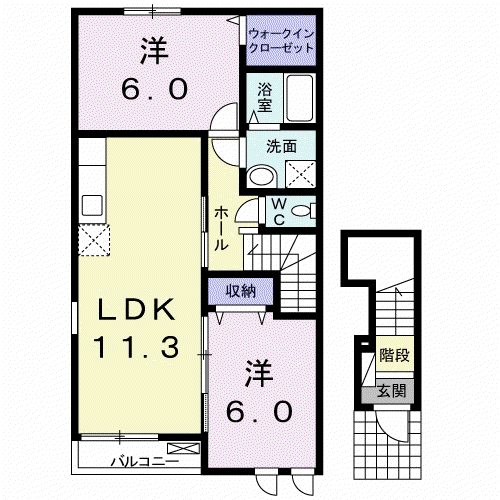 メゾン アスナロ III(2LDK/2階)の間取り写真