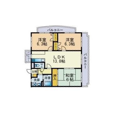 パークサイド片江(3LDK/2階)の間取り写真