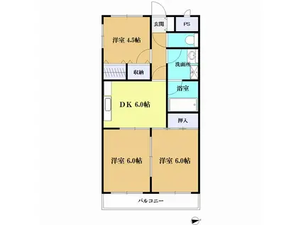 サルドセジュール(3DK/3階)の間取り写真