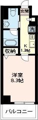 エスティメゾン三軒茶屋II(1K/2階)の間取り写真