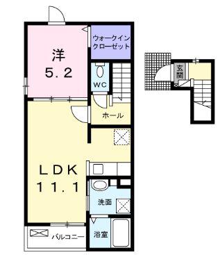 サンクチュアリ(1LDK/2階)の間取り写真