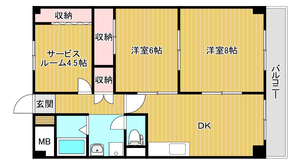 グリーンハイツ米山(2SDK/1階)の間取り写真