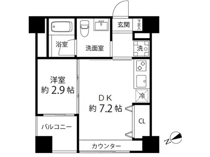 ハイリーフ上野(1DK/5階)の間取り写真