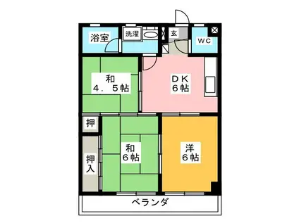 コーポラス宮川(3DK/2階)の間取り写真