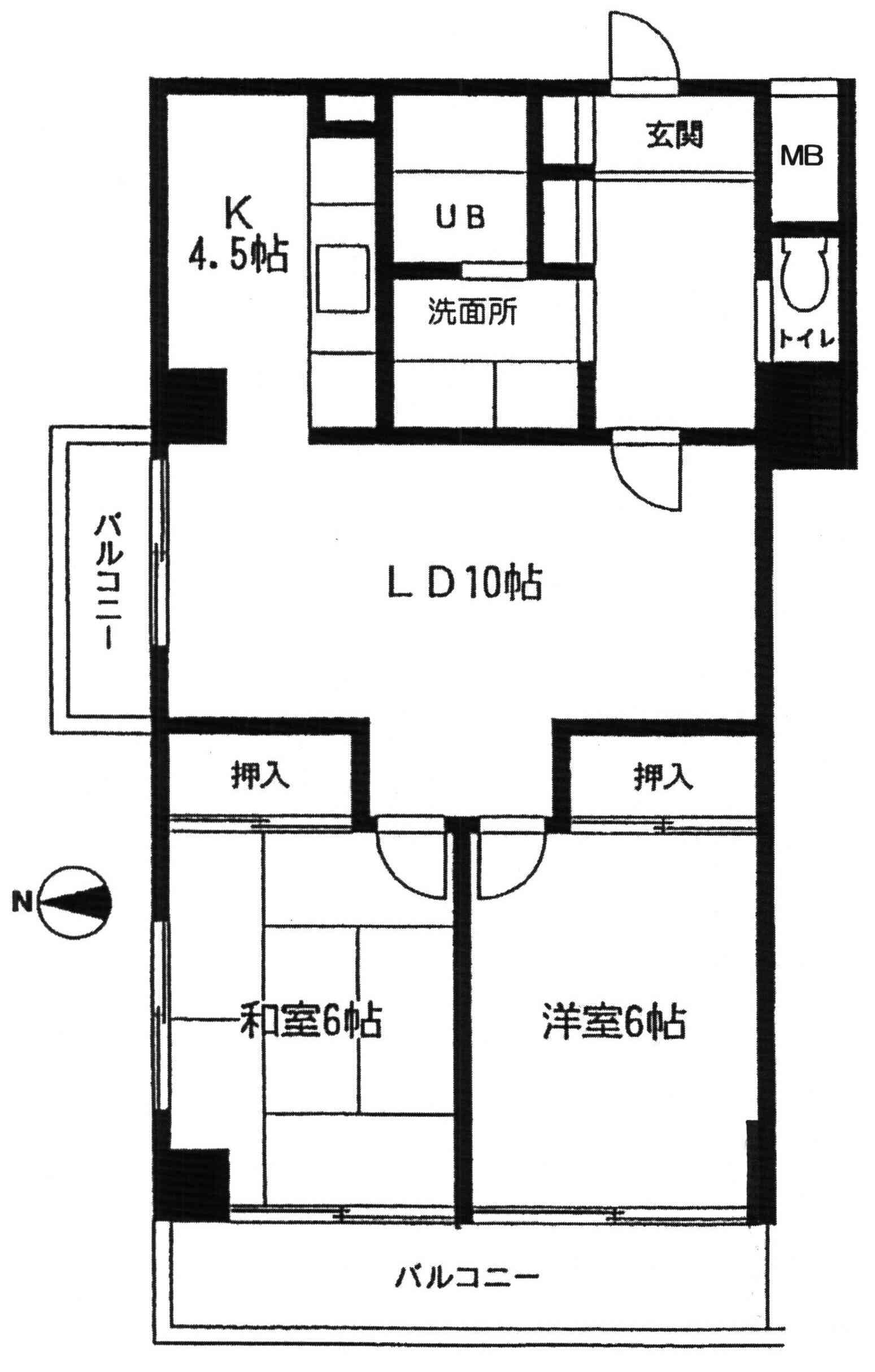 セントラルヒルズ(2LDK/4階)の間取り写真