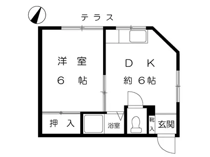 下田コーポ(1DK/1階)の間取り写真