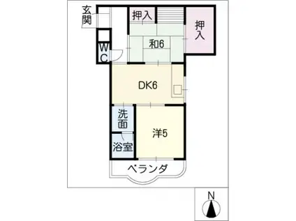 第2サンハイツ戸崎(2DK/1階)の間取り写真