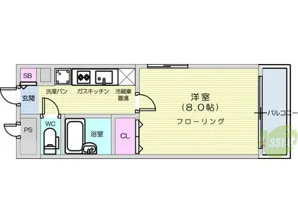 八木山香澄ビル(1K/3階)の間取り写真