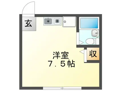 ヴィラ若江(ワンルーム/3階)の間取り写真