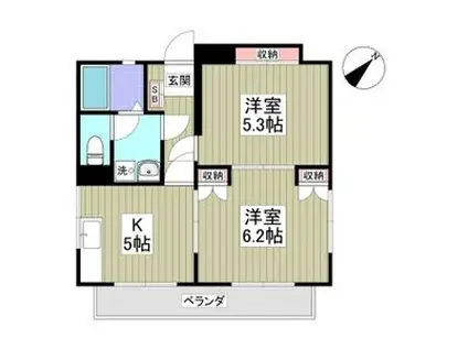 メゾンド・ロワール花垣(2K/3階)の間取り写真