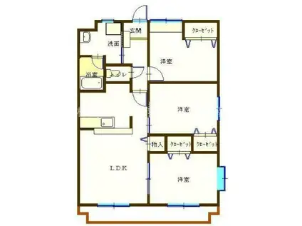 エヴァーグリーン(3LDK/3階)の間取り写真