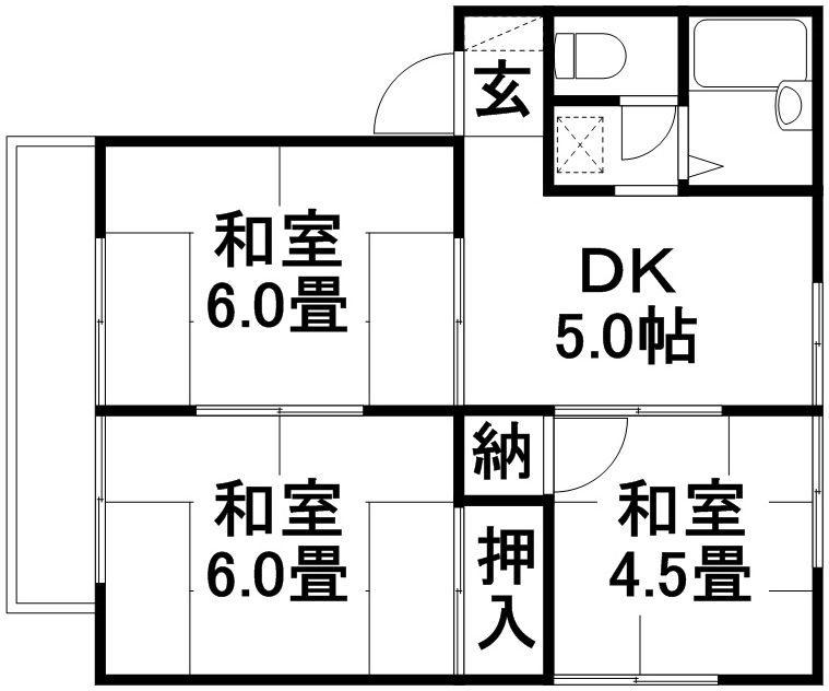コーポ岸本B棟(3DK/2階)の間取り写真